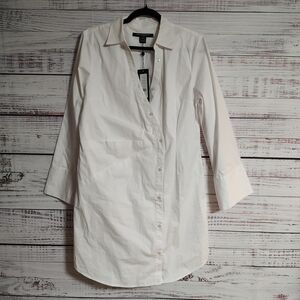 French Connection NEW Women's Isabelle Poplin Asymmetric Long Sleeve Shirt Dress